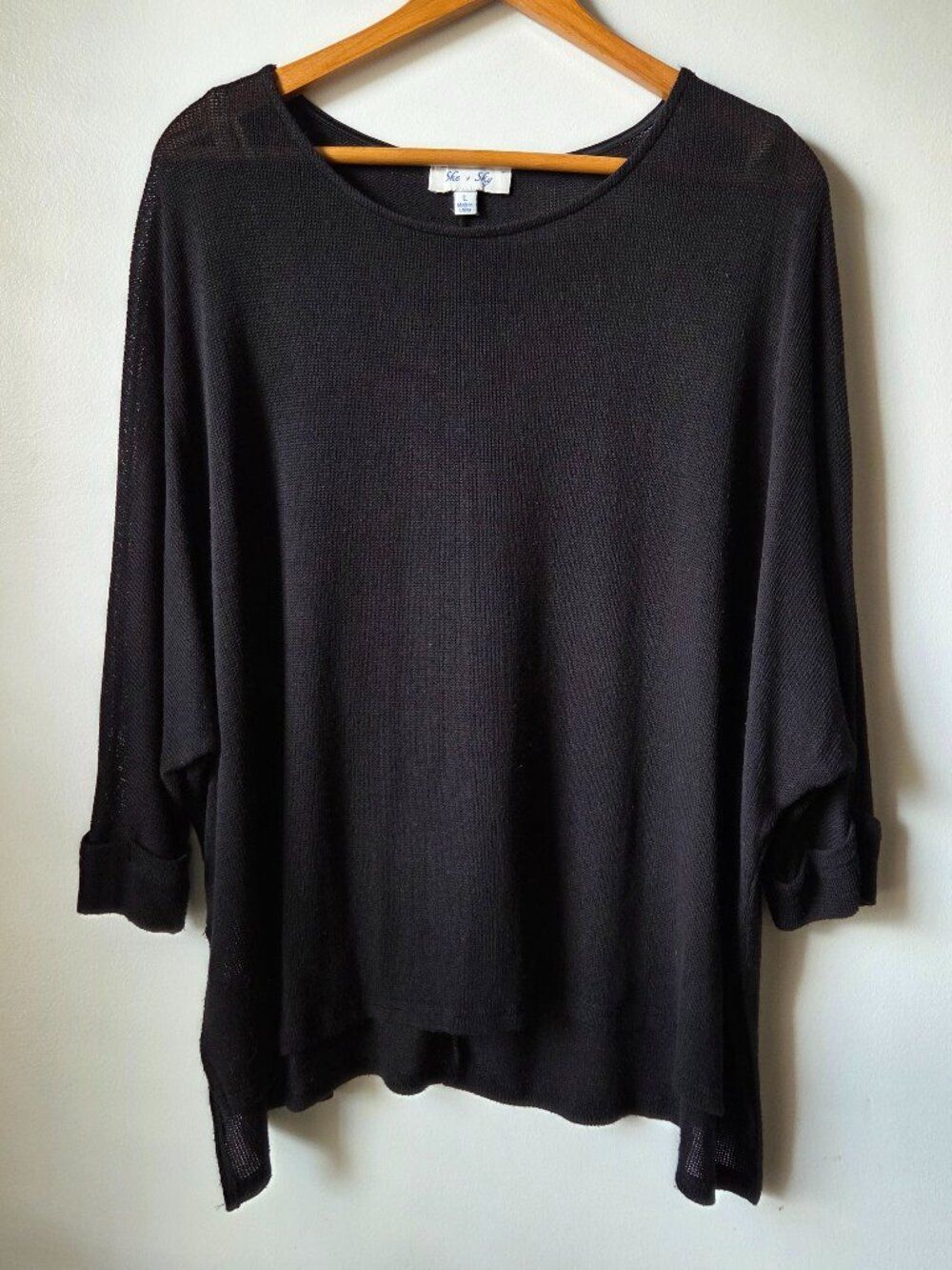 EUC SHE + SKY BLACK BOAT NECK LOOSE FITTING SWIM COVER UP SIZE L